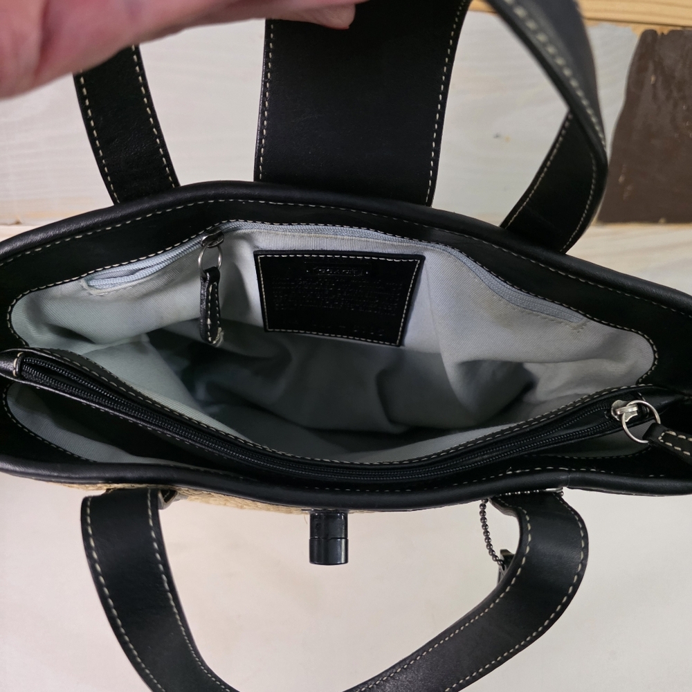Coach Black and Tan Woven Tote Bag & Coach Scarf - Picture 4 of 15